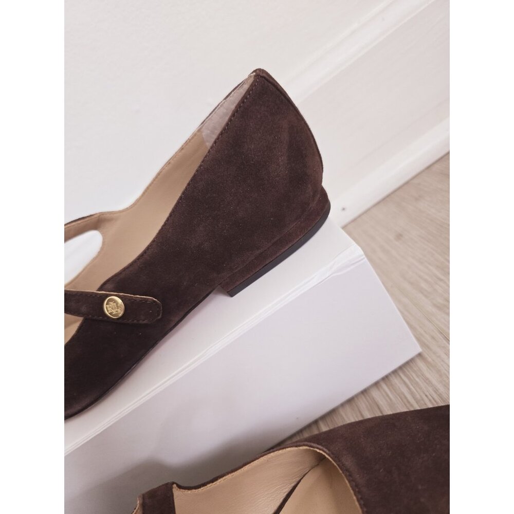 Lauren Ralph Lauren Londyn Suede Mary Jane Flats 8.5 Brown Pointed Toe Slip On - Picture 9 of 11